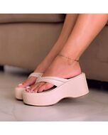 Tamanco Flatform Anabela Vivi Nude